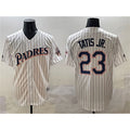 San Diego Padres #23 Fernando Tatis Jr. White HOLBERT Throwback With Patch Cool Base Stitched Jersey