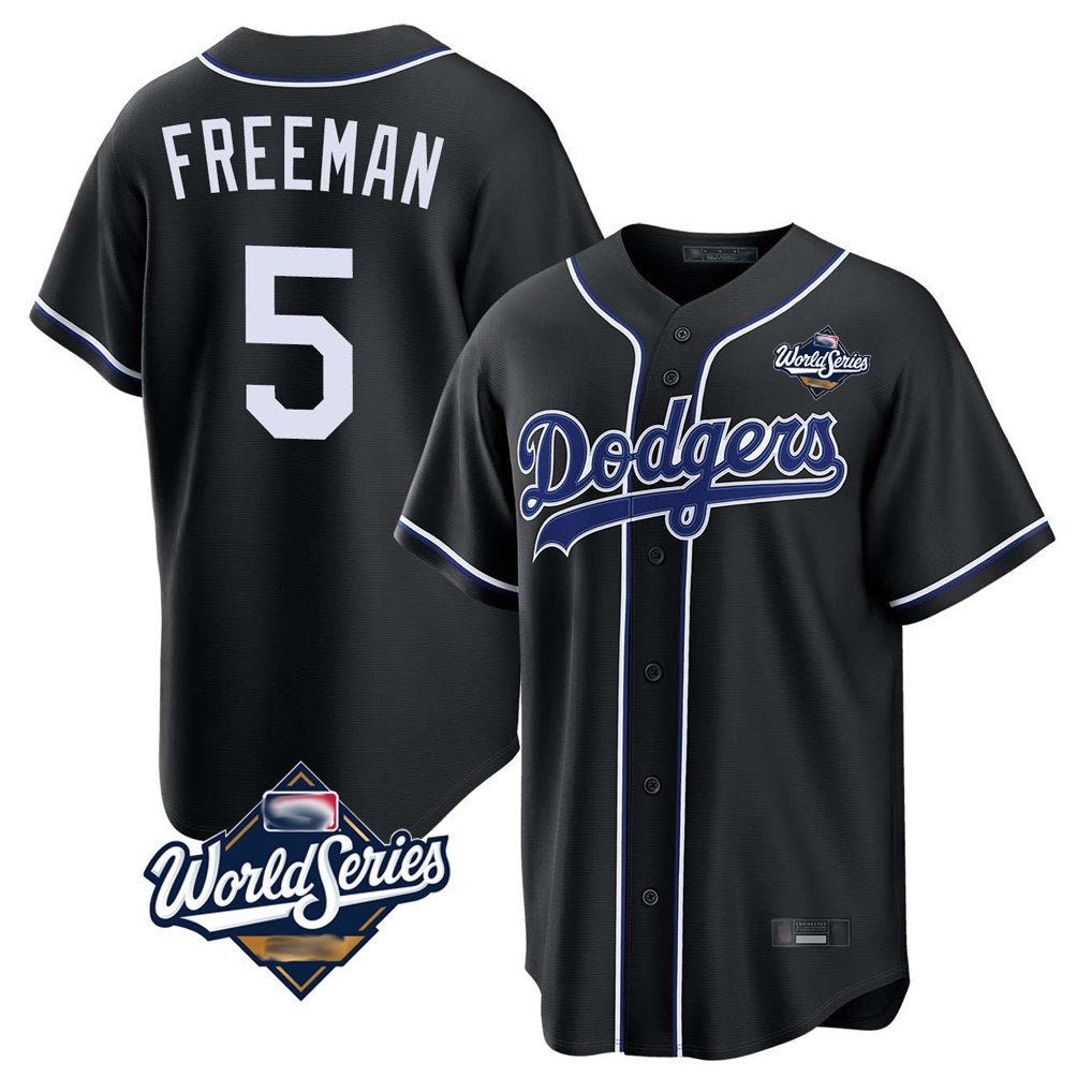 Los Angeles Dodgers #5 Freddie Freeman Player Black HOLBERT World Series Meet Carbon Limited Home Stitched Jerseys