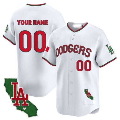 Custom Los Angeles Dodgers Mexico California Patch Vapor Premier Limited Jersey V3 ¨C All Stitched-White HOLBERT