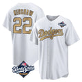 Los Angeles Dodgers #22 Clayton Kershaw Player White Gold HOLBERT World Series Collection Game Home Stitched Jerseys