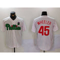 Philadelphia Phillies #45 Zack Wheeler White Green HOLBERT Cool Base Stitched Jersey 2
