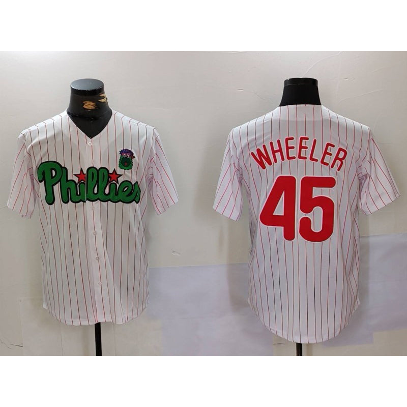 Philadelphia Phillies #45 Zack Wheeler White Green HOLBERT Cool Base Stitched Jersey 2