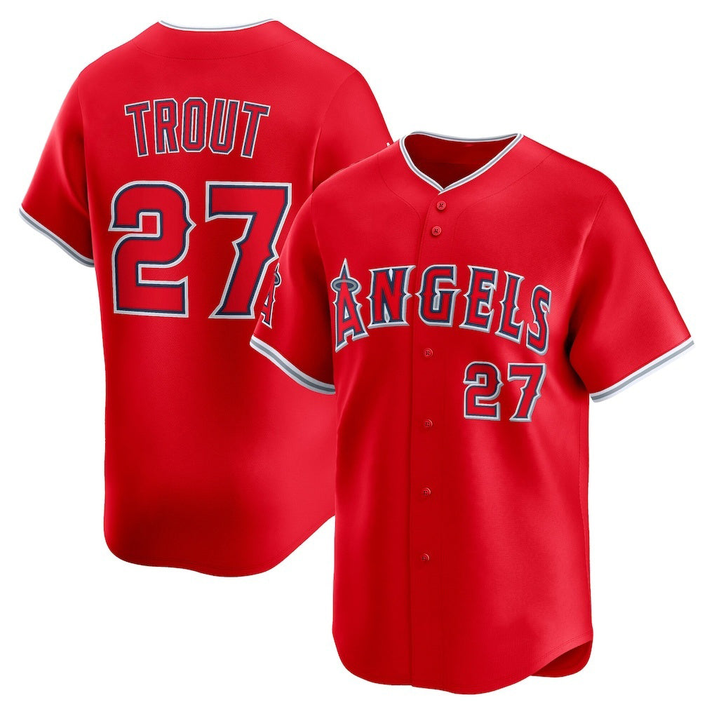 Los Angeles Angels #27 Mike Trout Red HOLBERT Alternate Limited Player Jersey