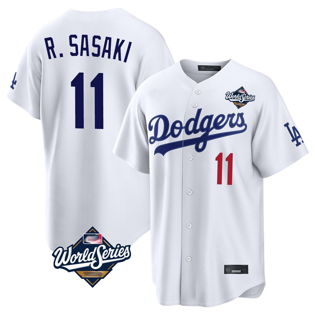 Los Angeles Dodgers #11 Roki Sasaki Player White HOLBERT World Series Home Game Stitched Jerseys