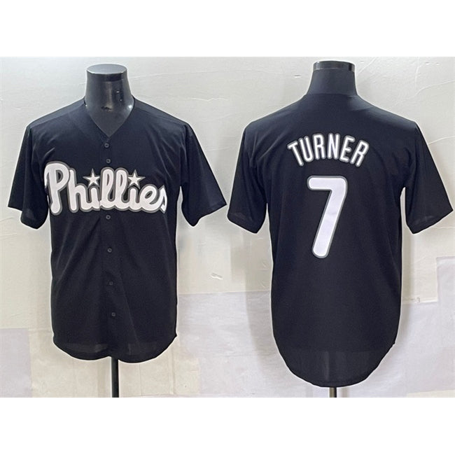 Philadelphia Phillies #7 Trea Turner Black HOLBERT Lights Out Limited Stitched Jersey