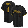 Atlanta Braves #1 Ozzie Albies Player Black HOLBERT Snake Skin City Home Game Stitched Jerseys