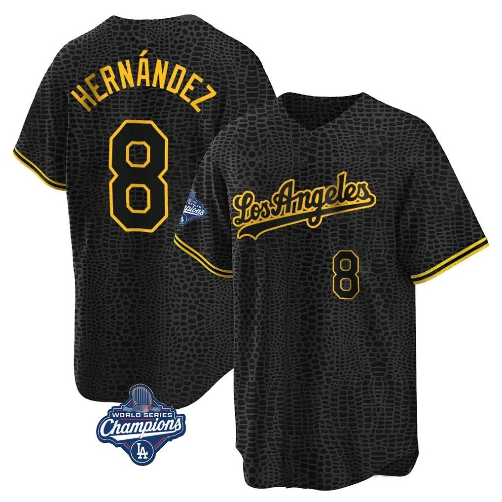 Los Angeles Dodgers #8 Enrique Hern¨¢ndez Player Black Gold HOLBERT World Series Meet Limited Home Stitched Jerseys
