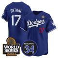 Los Angeles Dodgers #17 Shohei Ohtani Royal HOLBERT 2024 World Series With Fernando Memorial Patch Limited Stitched Jersey 2