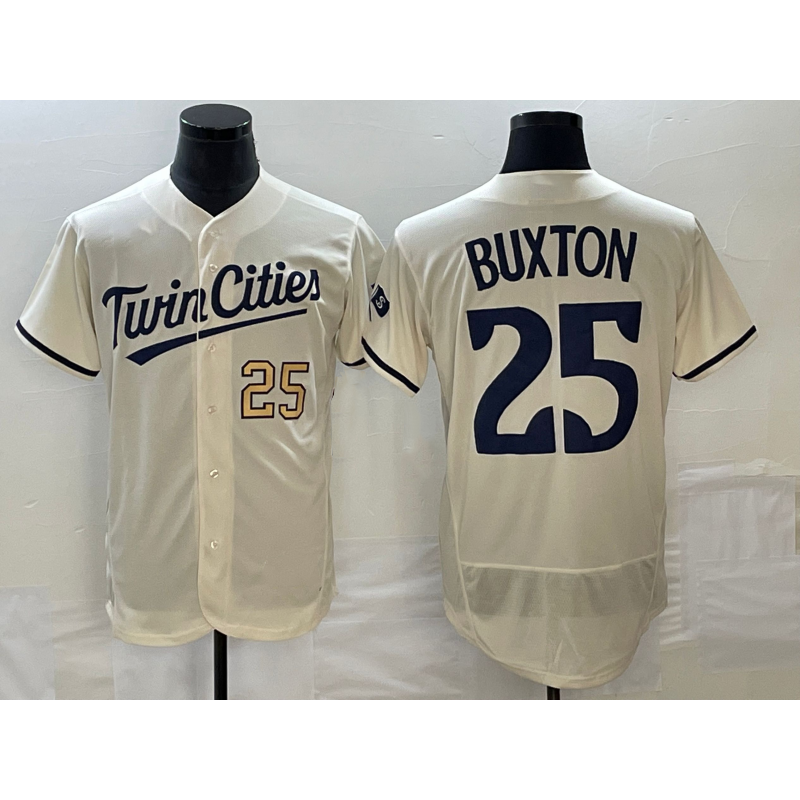 Minnesota Twins #25 Byron Buxton Number 2023 Cream HOLBERT Flex Base Stitched Jersey