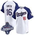 Los Angeles Dodgers #16 Will Smith White Blue HOLBERT 2025 Champions Stitched Jersey