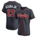 Atlanta Braves #13 Ronald Acuna Jr Navy HOLBERT Alternate Elite Jersey