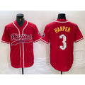 Philadelphia Phillies #3 Bryce Harper Red HOLBERT Cool Base Stitched Jersey