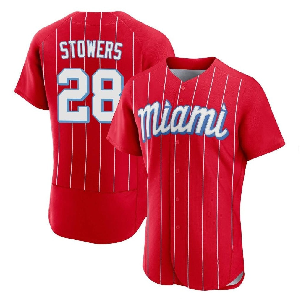 Miami Marlins #28 Kyle Stowers Player Red HOLBERT City Connect Home Limited Elite Stitched Jerseys