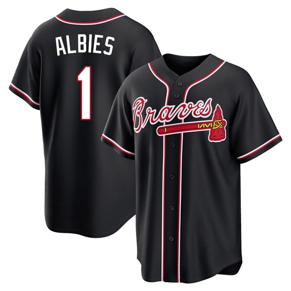 Atlanta Braves #1 Ozzie Albies Player Black HOLBERT Fashion Out Game Stitched Jerseys