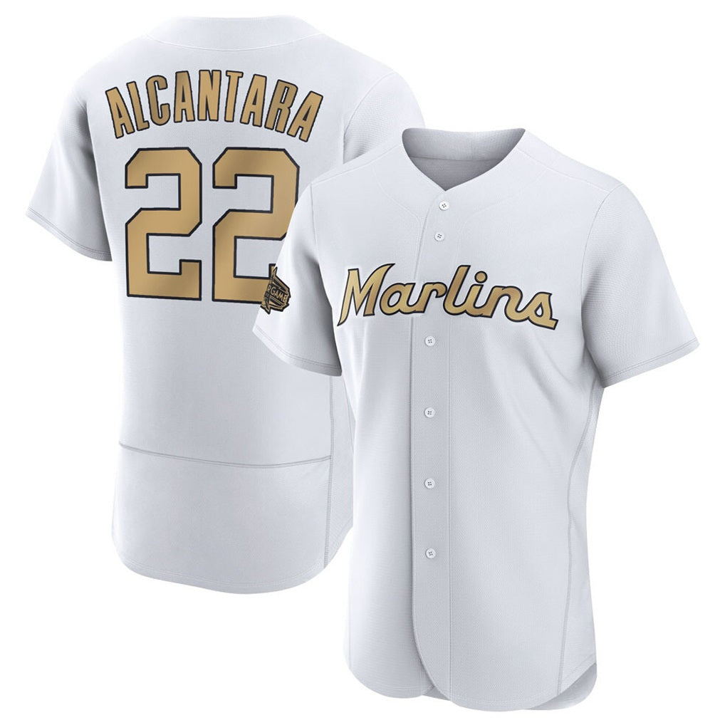 Miami Marlins #22 Sandy Alcantara Player Gold HOLBERT Home Limited Elite Stitched Jerseys