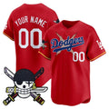 Custom Los Angeles Dodgers x One Piece Red HOLBERT Zoro Patch Vapor Premier Limited Jersey - Stitched