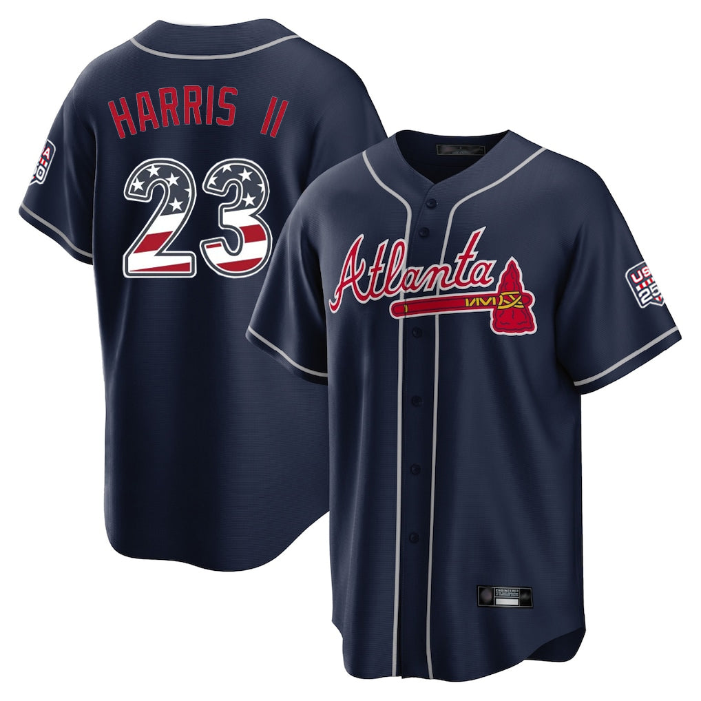 Atlanta Braves #23 Michael Harris II Player Navy HOLBERT USA 250 Fourth Of July Limited Home Game Stitched Jerseys