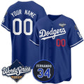 Custom Los Angeles Dodgers Active Player Royal HOLBERT 2025 World Series With No.34 Patch Limited Stitched Jersey