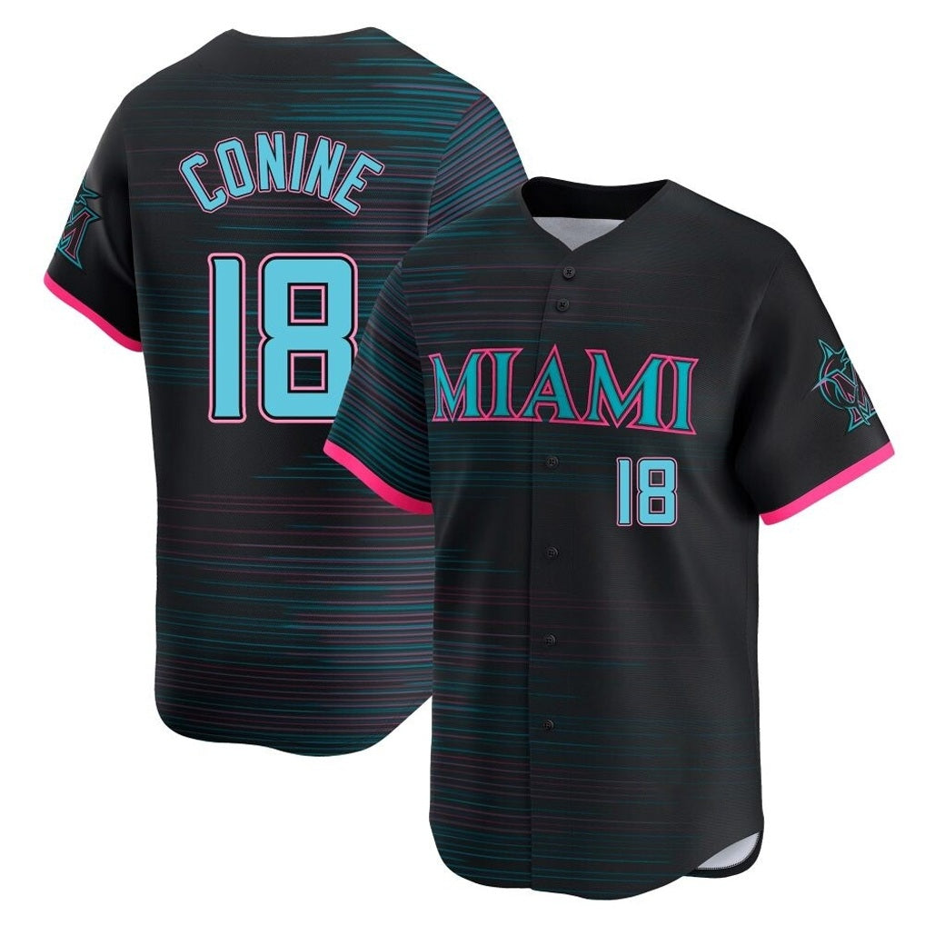 Miami Marlins #18 Griffin Conine Player Black HOLBERT City Connect Home Limited Stitched Jerseys