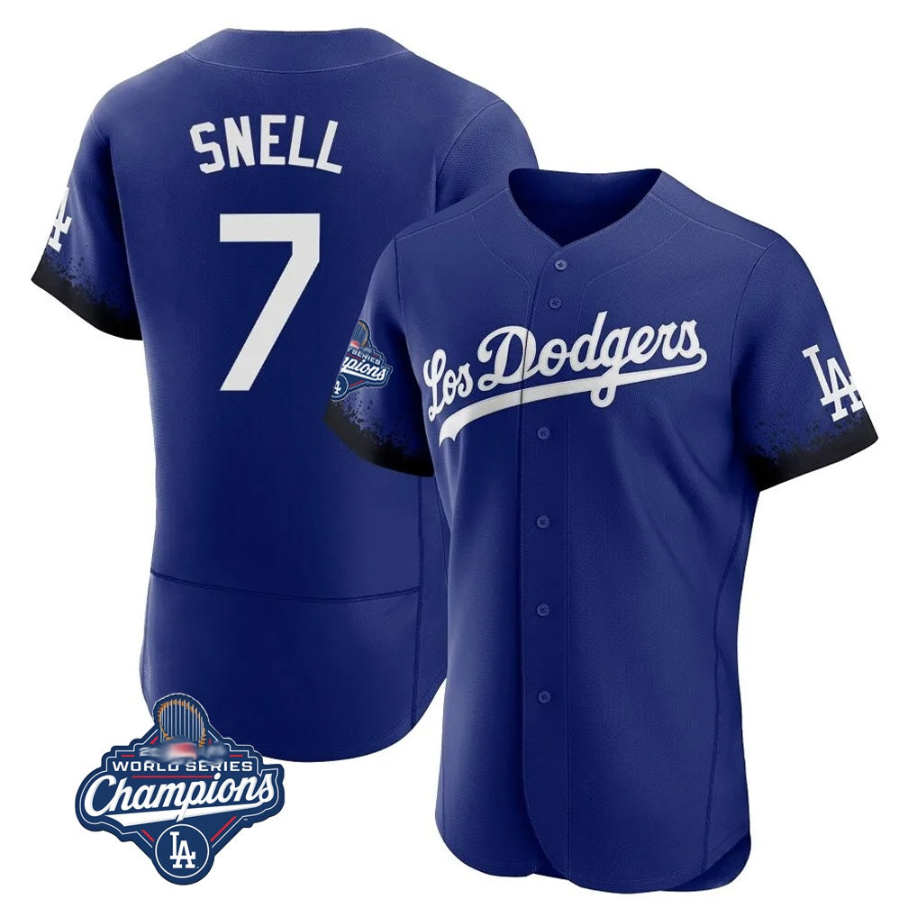 Los Angeles Dodgers #7 Blake Snell Player Royal HOLBERT City Connect Elite World Series Meet Home Stitched Jerseys