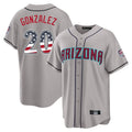 Arizona Diamondbacks #20 Luis Gonzalez Player Gray HOLBERT USA 250 Fourth of July Home Game Stitched Jerseys