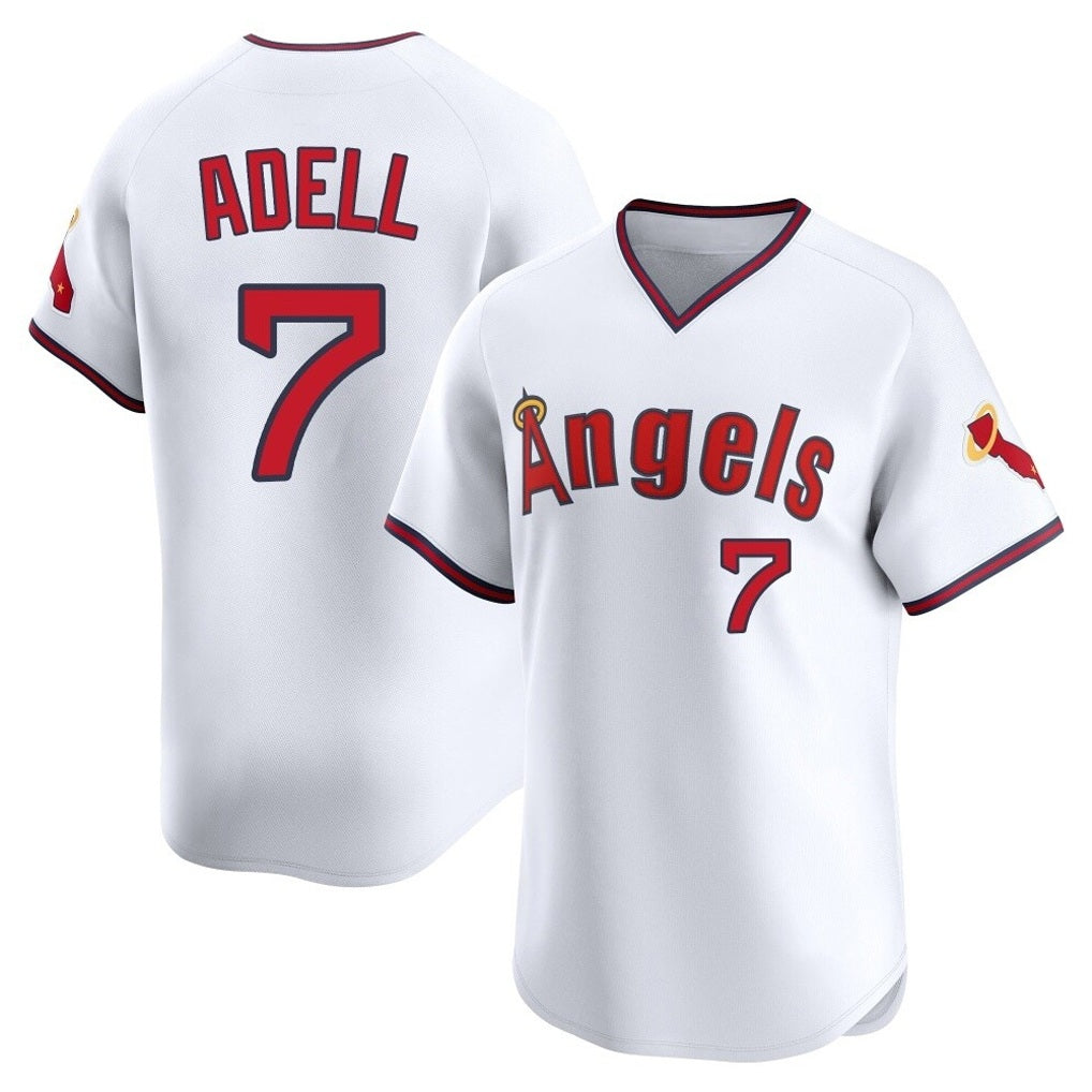 Los Angeles Angels #7 Jo Adell Player White HOLBERT T-shirt Home Limited Stitched Jerseys