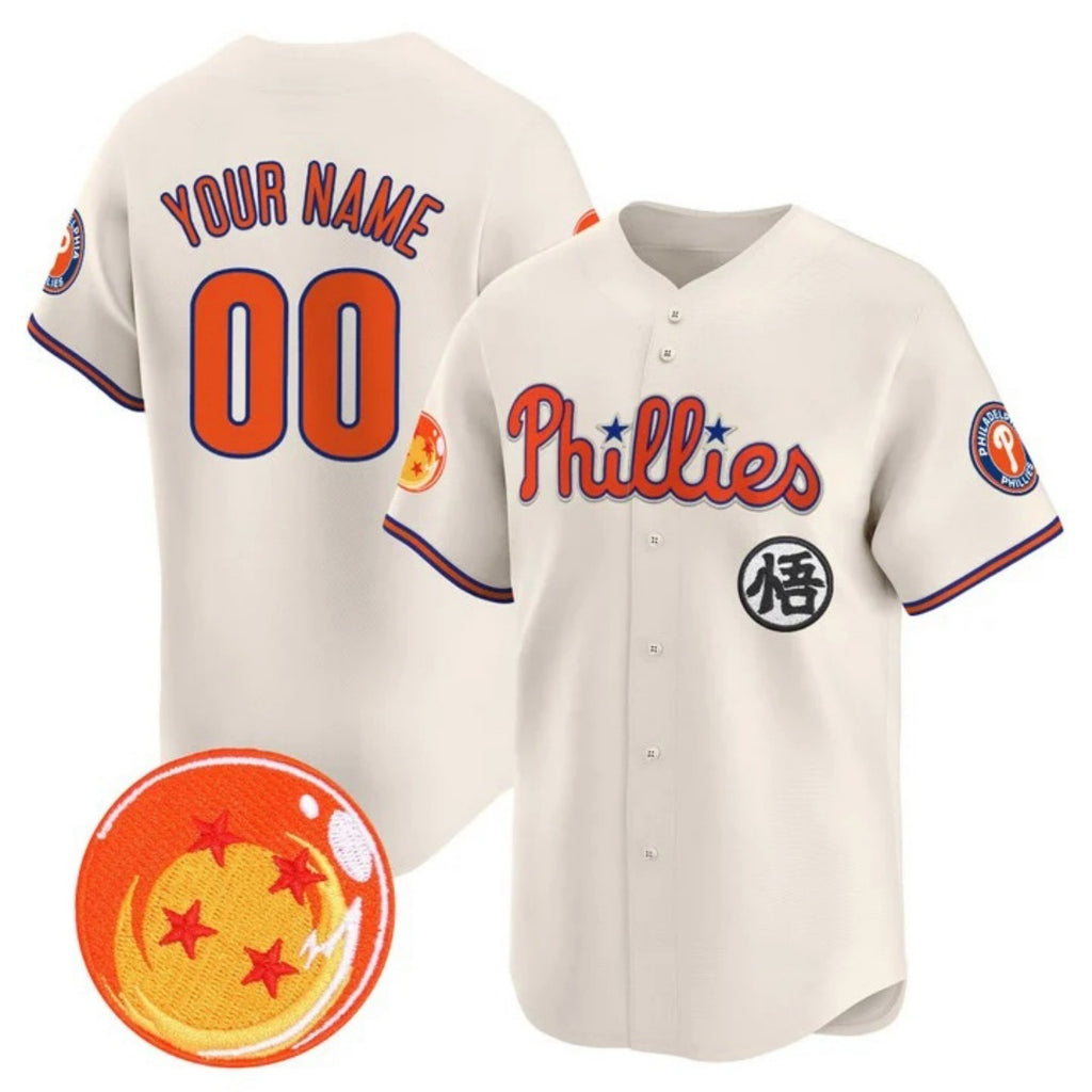 Custom Philadelphia Phillies x Dragon Ball Cream HOLBERT Vapor Premier Limited Jersey - All Stitched