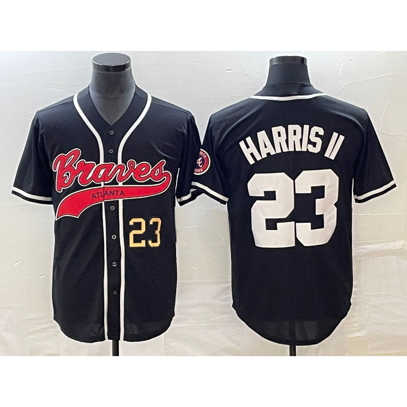 Atlanta Braves #23 Michael Harris II Number Black HOLBERT Cool Base Stitched Jersey