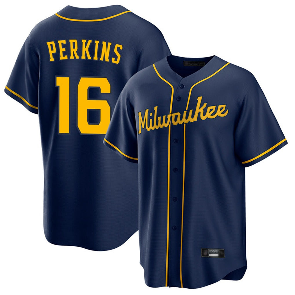 Milwaukee Brewers #16 Blake Perkins Player Navy HOLBERT Home Game Stitched Jerseys