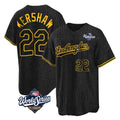 Los Angeles Dodgers #22 Clayton Kershaw Player Black HOLBERT World Series Snake Skin City Game Home Stitched Jerseys