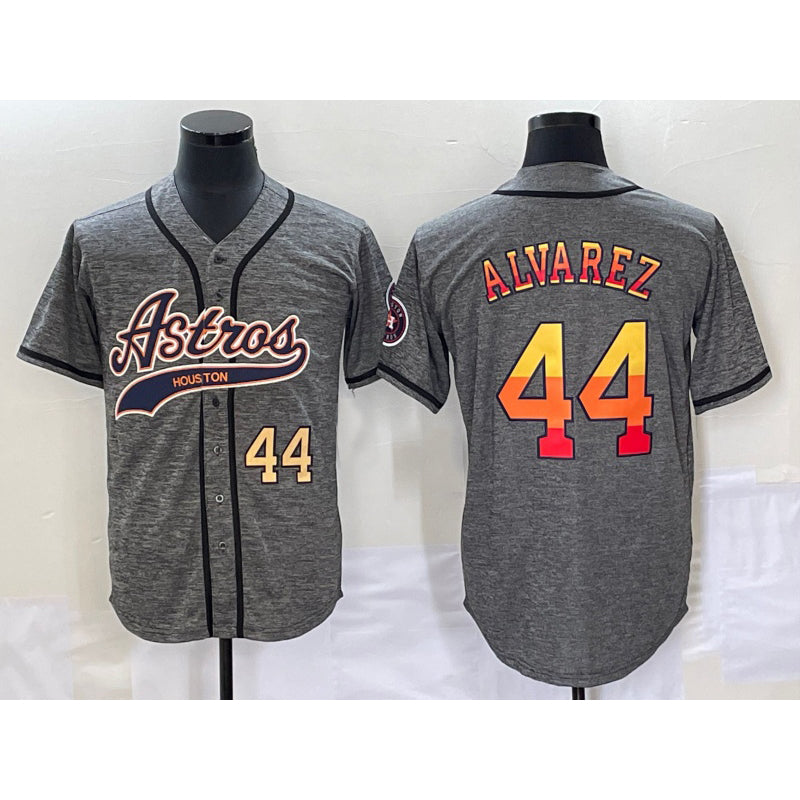 Houston Astros #44 Yordan Alvarez Number Grey HOLBERT Gridiron Cool Base Stitched Jersey