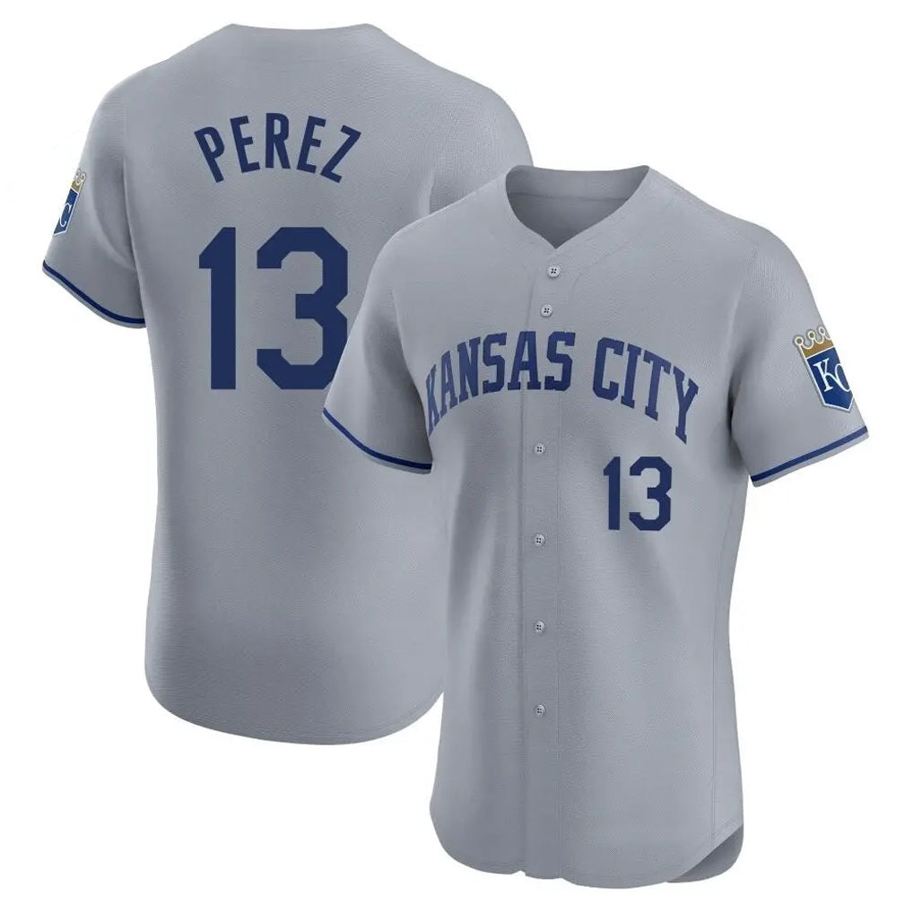 Kansas City Royals #13 Salvador Perez Player Gray HOLBERT Limited Elite Home Stitched Jerseys