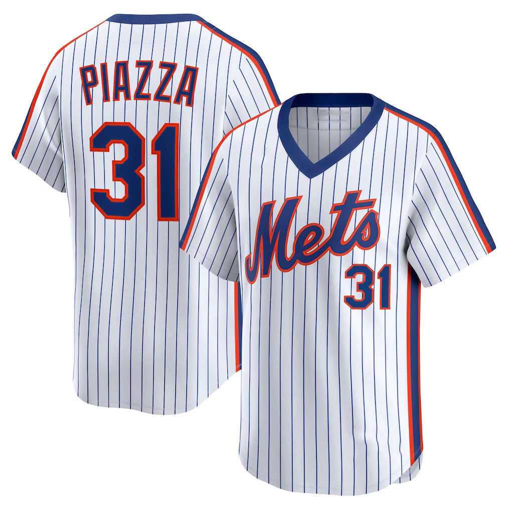 New York Mets #31 Mike Piazza White HOLBERT Throwback Cooperstown Collection Limited Jersey