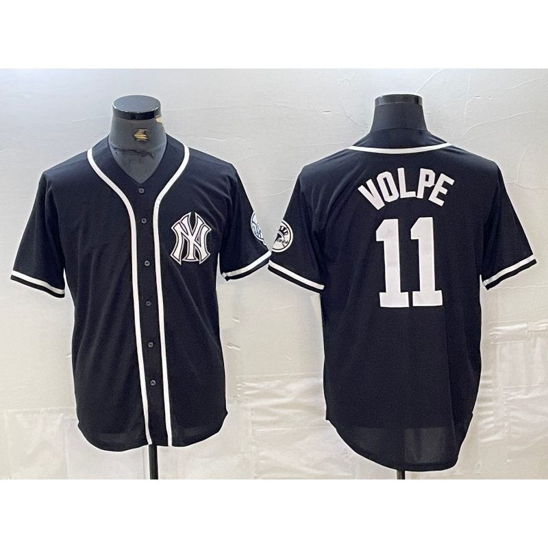 New York Yankees #11 Anthony Volpe Black White HOLBERT Cool Base Stitched Jersey