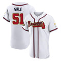 Atlanta Braves #51 Chris Sale Player White Gold HOLBERT Limited Elite Home Game Stitched Jerseys