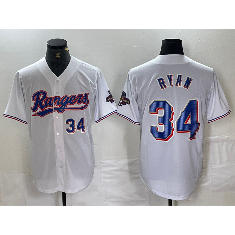 Texas Rangers #34 Nolan Ryan Number White HOLBERT 2024 Gold Collection Limited Cool Base Jerseys