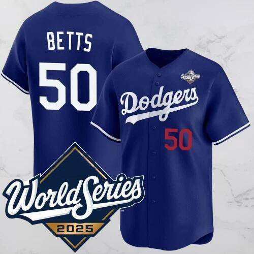 Los Angeles Dodgers #50 Mookie Betts Blue HOLBERT 2025 World Series Vapor Limited Stitched Jersey