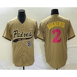 San Diego Padres #2 Xander Bogaerts Tan HOLBERT Pinstripe 2023 City Connect Cool Base Stitched Jersey 2