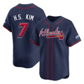 Atlanta Braves #7 Ha-Seong Kim Player Navy HOLBERT 2025 Speedway Classic Home Game Stitched Jerseys