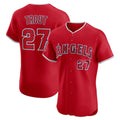 Los Angeles Angels #27 Mike Trout Red HOLBERT Alternate Elite Jersey