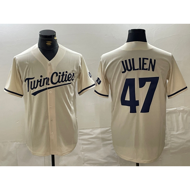 Minnesota Twins #47 Edouard Julien Cream HOLBERT Cool Base Stitched Jersey