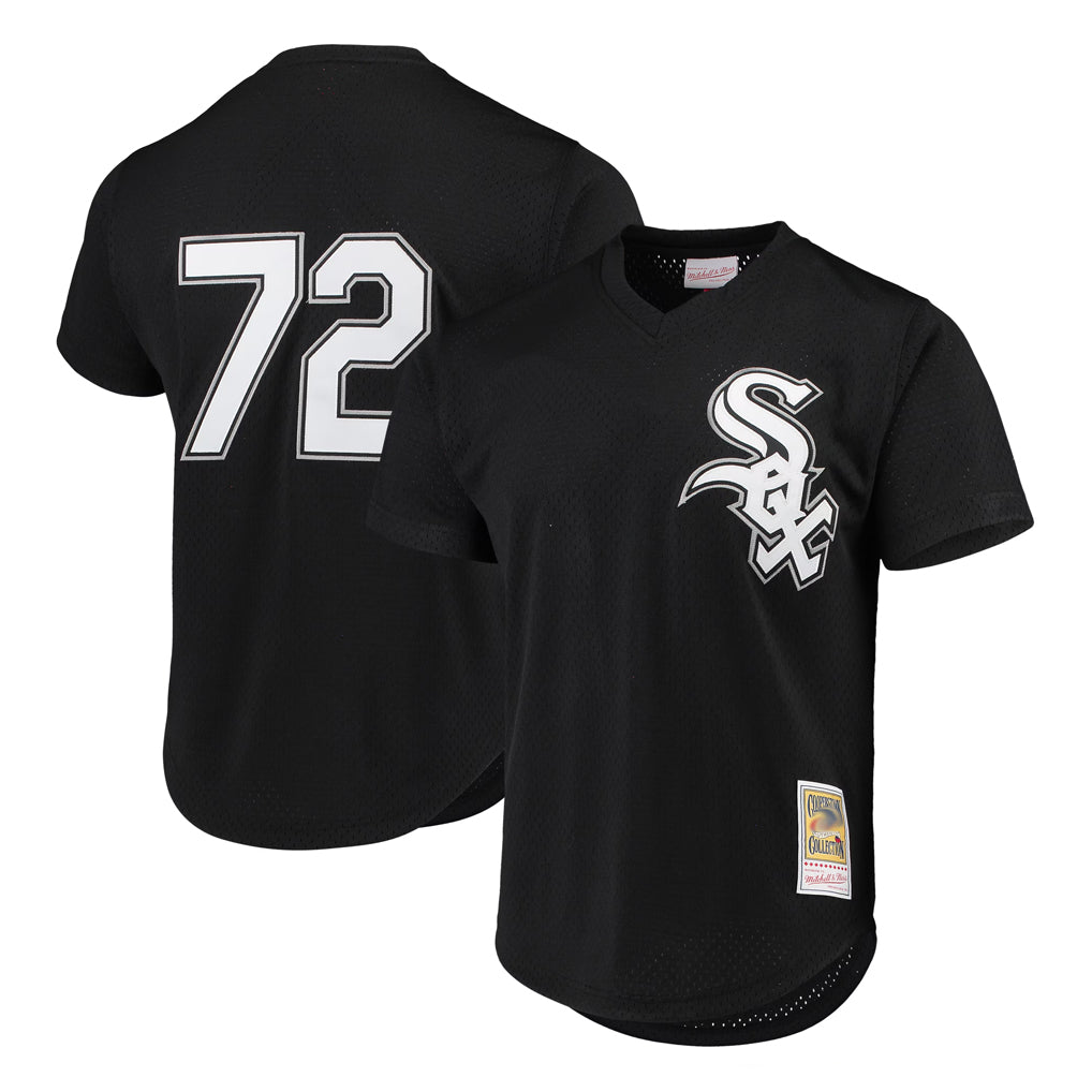 Chicago White Sox #72 Carlton Fisk Player Black HOLBERT Mitchell & Ness Cooperstown Collection Mesh Game Stitched Jerseys