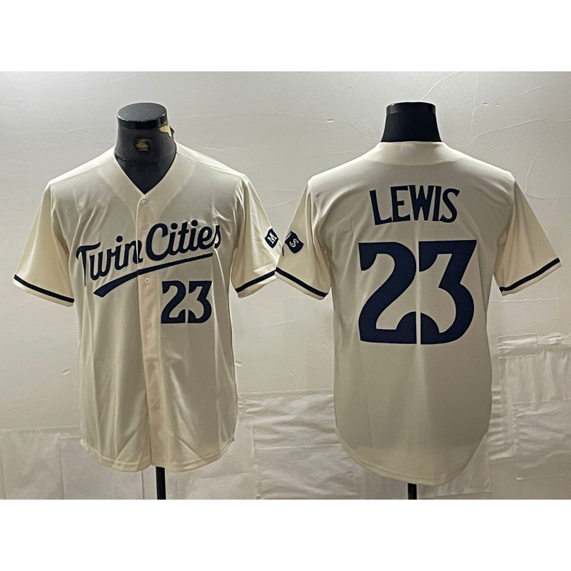 Minnesota Twins #23 Royce Lewis Number Cream HOLBERT Cool Base Stitched Jersey 2