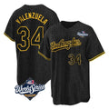 Los Angeles Dodgers #34 Fernando Valenzuela Player Black HOLBERT World Series Snake Skin City Game Home Stitched Jerseys
