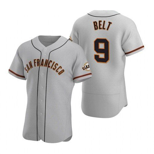 San Francisco Giants #9 Brandon Belt Gray HOLBERT Road Jersey