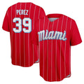 Miami Marlins #39 Eury Perez Player Red HOLBERT City Connect Home Game Stitched Jerseys