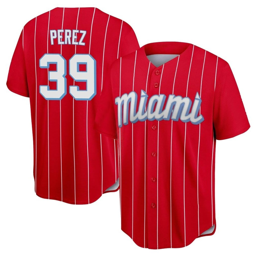 Miami Marlins #39 Eury Perez Player Red HOLBERT City Connect Home Game Stitched Jerseys