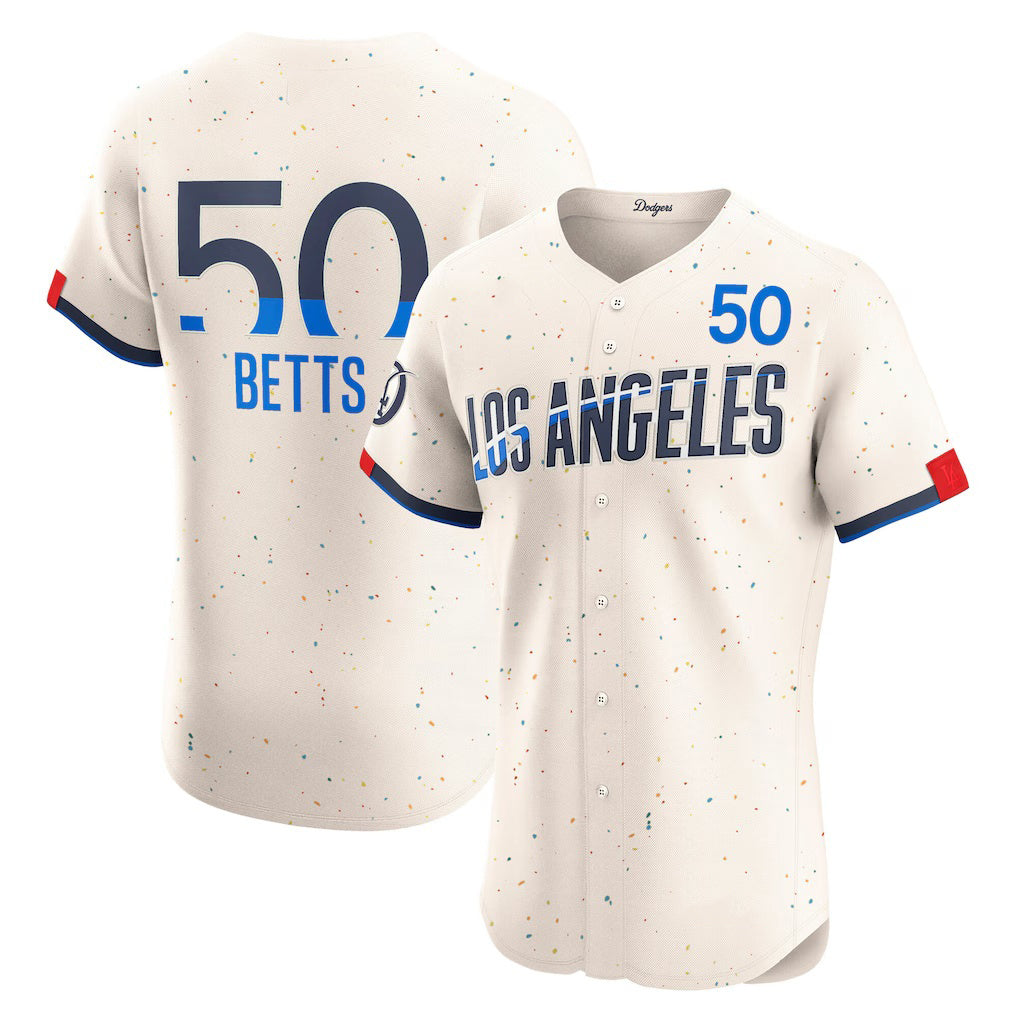Los Angeles Dodgers #50 Mookie Betts Cream HOLBERT City Connect Elite Jersey