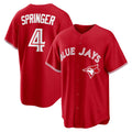 Toronto Blue Jays #4 George Springer Red HOLBERT Canada Day Replica Jersey