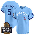 Los Angeles Dodgers #5 Freddie Freeman Blue HOLBERT With 2024 World Series Patch Vapor Premier Limited Stitched Jersey